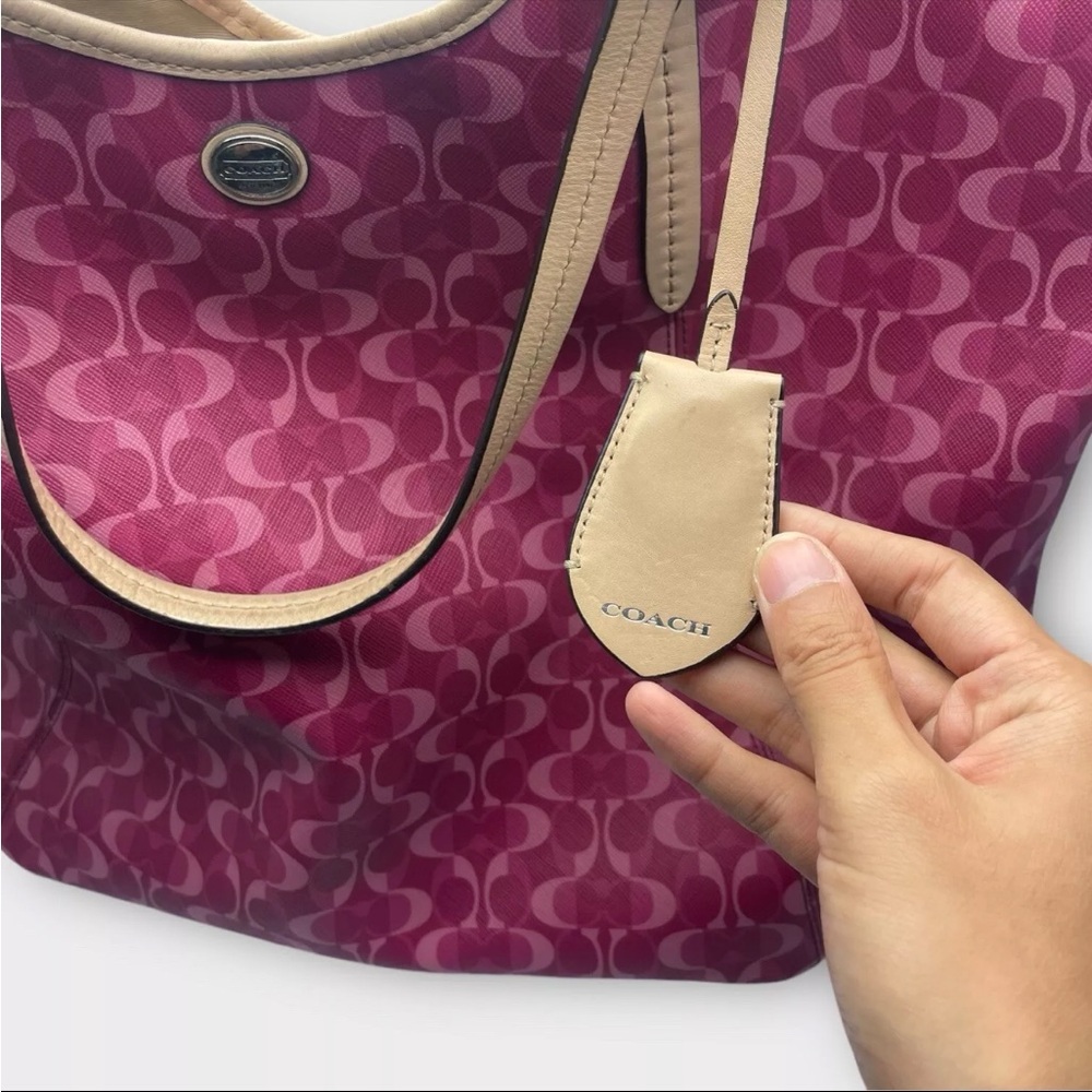 Genuine Coach Leather Tote Bag Peyton Dream C Pink and Tan Tote F25522 - Picture 8 of 14